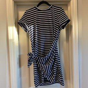 Navy Blue and White Striped TShirt Dress